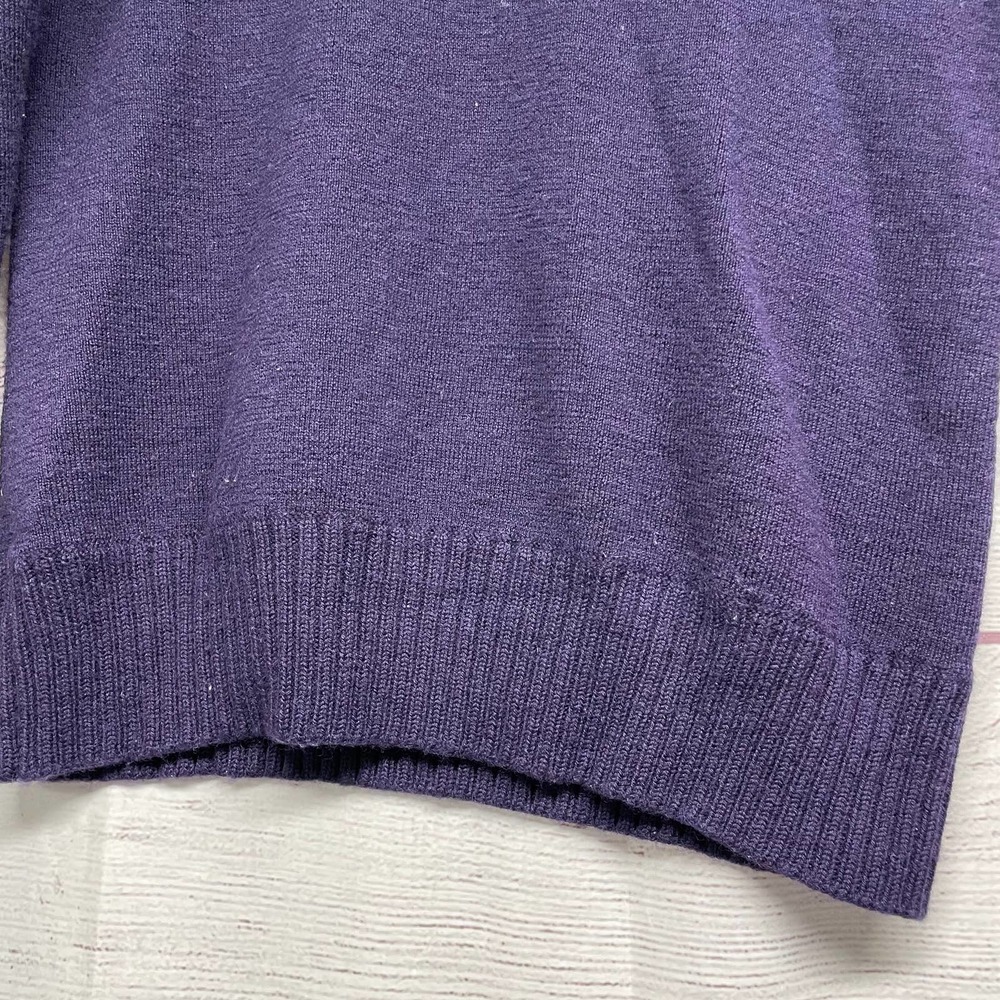 David Brooks Purple Turtle Neck Pullover 100% Italian Merino Wool Sweater Size L - Picture 3 of 6